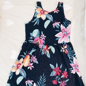 Old Navy Tropical Floral Tank Dress Black L